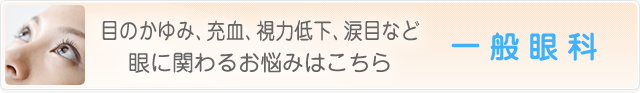 目のかゆみ、充血、視力低下、涙目など眼に関わるお悩みはこちら　一般眼科