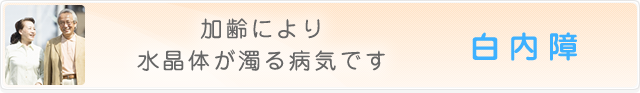 加齢により水晶体が濁る病気です　白内障